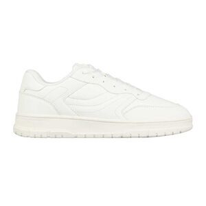 Fabric Mens Lace Up Flat Sneakers / White